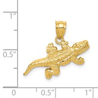 14K Solid Polished Open-Backed Crocodile Pendant view 3