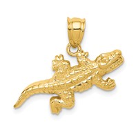 14K Solid Polished Open-Backed Crocodile Pendant view 1