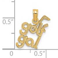 14K Yellow Gold Solid Polished Golf Gal Charm view 3