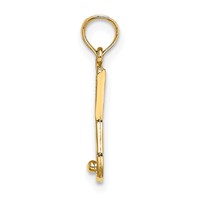 14K Yellow Gold Solid Polished 3-D Tennis Racquet Charm view 2