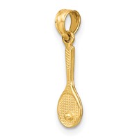 14K Yellow Gold Solid Polished 3-D Tennis Racquet Charm view 5