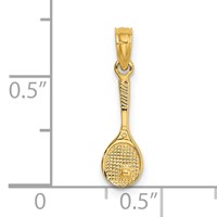 14K Yellow Gold Solid Polished 3-D Tennis Racquet Charm view 3