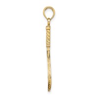 14K Yellow Gold Solid Polished 3-D Tennis Racquet Charm view 2