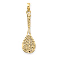 14K Yellow Gold Solid Polished 3-D Tennis Racquet Charm view 4