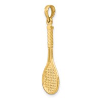 14K Yellow Gold Solid Polished 3-D Tennis Racquet Charm view 5