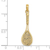 14K Yellow Gold Solid Polished 3-D Tennis Racquet Charm view 3
