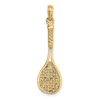 14K Yellow Gold Solid Polished 3-D Tennis Racquet Charm view 1
