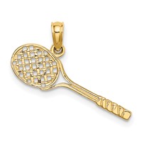 14K Yellow Gold Solid Polished 3-D Tennis Racquet Charm view 4