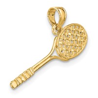 14K Yellow Gold Solid Polished 3-D Tennis Racquet Charm view 5