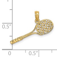 14K Yellow Gold Solid Polished 3-D Tennis Racquet Charm view 3
