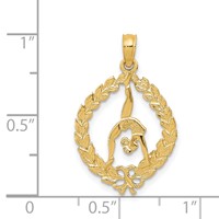 14K Solid Polished Framed Gymnast Pendant view 3