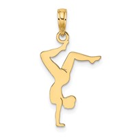 14K Yellow Gold Solid Polished Gymnast Charm view 3