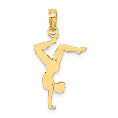 14K Yellow Gold Solid Polished Gymnast Charm