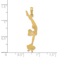 14K Yellow Gold Solid Polished Gymnast Pendant view 3