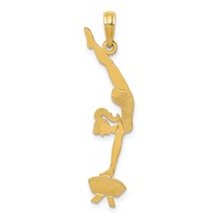 14K Yellow Gold Solid Polished Gymnast Pendant view 1
