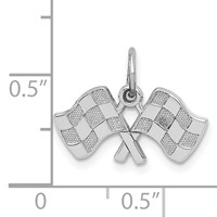 14K White Gold Polished Checkered Flags Charm view 3