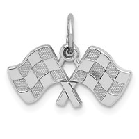 14K White Gold Polished Checkered Flags Charm view 1