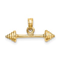 14K Yellow Gold Solid Polished 3-D Dumbbell Charm view 4