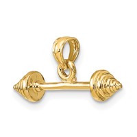 14K Yellow Gold Solid Polished 3-D Dumbbell Charm view 5