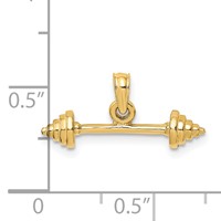 14K Yellow Gold Solid Polished 3-D Dumbbell Charm view 3