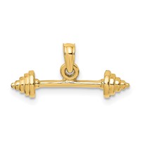 14K Yellow Gold Solid Polished 3-D Dumbbell Charm view 1