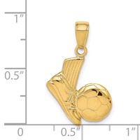 14K Solid Open-Backed Soccer Shoe and Ball Pendant view 3