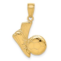 14K Solid Open-Backed Soccer Shoe and Ball Pendant view 1