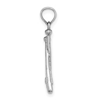 14K White Gold Polished Open-Back Bats and Baseball Pendant view 2