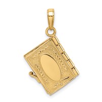 14K Yellow Gold 3-D the Ten Commandments Book Pendant with Moveable Pages view 4