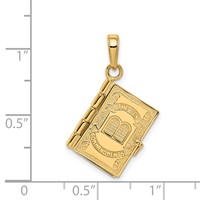 14K Yellow Gold 3-D the Ten Commandments Book Pendant with Moveable Pages view 5