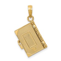 14K Yellow Gold 3-D Bible Pendant with Lord's Prayer and Moveable Pages view 3