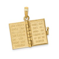14K Yellow Gold 3-D Bible Pendant with Lord's Prayer and Moveable Pages view 5
