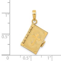 14K Yellow Gold 3-D Bible Pendant with Lord's Prayer and Moveable Pages view 4