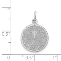 14K White Gold Satin and Polished Communion Round Disc Charm view 3