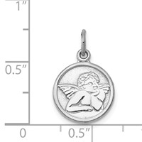 14K White Gold Polished Angel Round Charm view 3