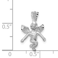 14K 3-D White Gold Satin and Diamond-cut Angel Pendant view 3