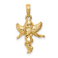 14K Yellow Gold 3-D Polished Solid Angel Pendant view 3