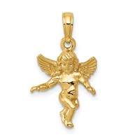 14K Yellow Gold 3-D Polished Solid Angel Pendant view 1