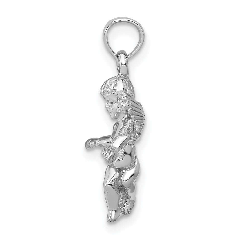 14k  3D White Gold Polished Solid Angel Pendant (D1512W)