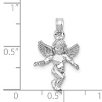 14K 3-D White Gold Polished Solid Angel Pendant view 5