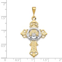 14K Two-tone Claddagh Cross Pendant view 3