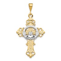 14K Two-tone Claddagh Cross Pendant view 1