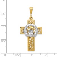 14K Two-tone Claddagh Cross Pendant view 3
