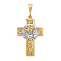 14K Two-tone Claddagh Cross Pendant view 1