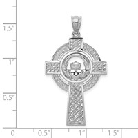 14K White Gold Celtic Claddagh Cross Pendant view 3