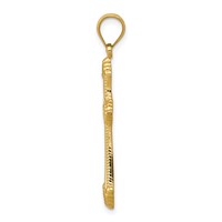 14K Yellow Gold Polished Fleur De Lis Cross Pendant view 2