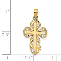 14K Polished Filigree Cross Charm view 3