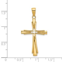 14K Yellow Gold Polished Solid Cross Pendant view 3