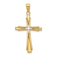 14K Yellow Gold Polished Solid Cross Pendant view 1