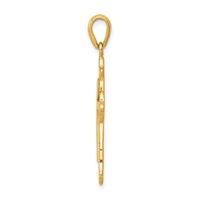 14K Two-tone Fleur De Lis Cross Pendant view 2
